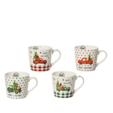 Kitchen Goods Porcelain Mug with Red or Green Van 8.8cm (4 Assorted)